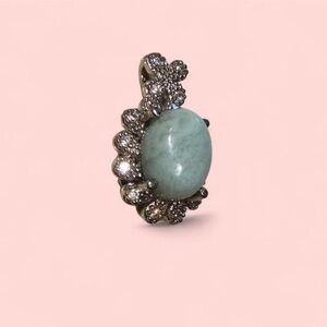 Larimar Natural Gemstone Pendant w/ Silver Accents | Rare Stone | OBO